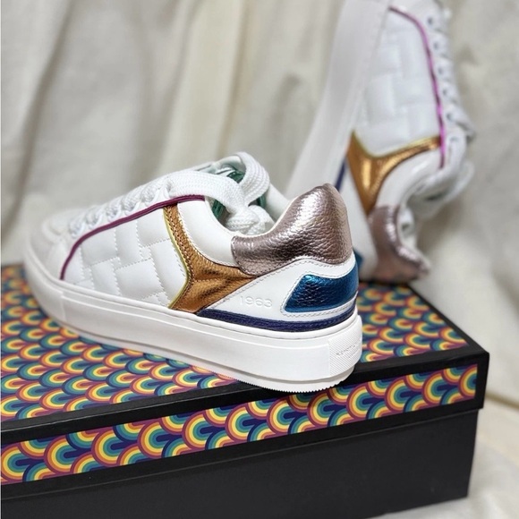 NIB 🌺 Kurt Geiger London Southbank Metallic Leather Platform Sneakers Sz 8.5 - Picture 7 of 12